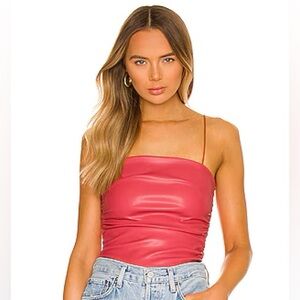 🔥 NWT Superdown Revolve Stevie Ruched Top in Red size MEDIUM